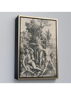 Uslucan Alışveriş Ahşap Çerçeveli Albrecht Dürer - Herkül Yol Ayrımında Tablo - Hercules At The CROSSROADS-7326