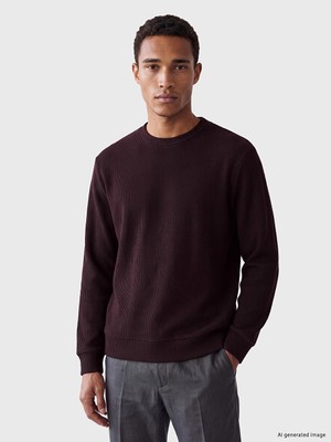 Lc Waikiki Yeni Sezon Kahverengi Bisiklet Yaka Erkek Kalın Sweatshirt
