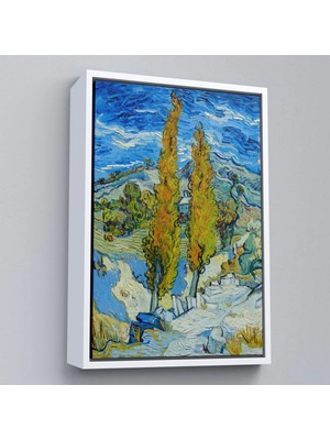 Uslucan Alışveriş Ahşap Çerçeveli Vincent Van Gogh -Saint-Rémy Yakınlarındaki Alpilles'de Iki Kavak TABLO-7455