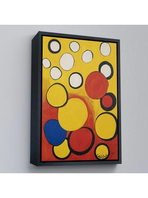 Uslucan Alışveriş Ahşap Çerçeveli Alexander Calder - Sarı ve Kırmızı Küreler Tablosu - Orbs On Yellow And RED-7367