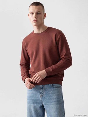 Lc Waikiki Yeni Sezon Kahverengi Bisiklet Yaka Erkek Sweatshirt