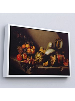 Uslucan Alışveriş Ahşap Çerçeveli Caravaggio - Meyveli Natürmort Tablo - Still Life With FRUIT-7134
