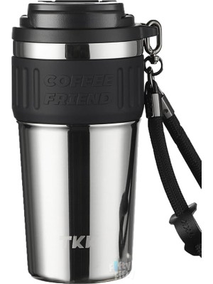 Tkk 630 ml Özel Seri Çelik Mug Kahve Bardağı Pipetli/rahat Içim 6 Saat Sıcak/12 Saat Soğuk Termos -2023 630ML Gri