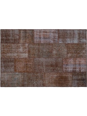 Apex Halı El Dokuması Patchwork Vintage Yün-Pamuk Kahve Halı 22377 120 x 180 cm