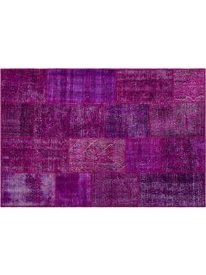 Apex Halı El Dokuması Patchwork Vintage Yün-Pamuk Fuşya Halı 26544 120 x 180 cm