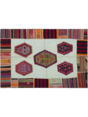Apex Halı El Dokuması Patchwork Vintage Yün-Pamuk Naturel Halı 25305 158 x 233 cm
