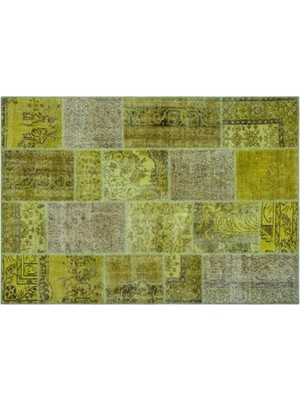 Apex Halı El Dokuması Patchwork Vintage Yün-Pamuk Yeşil Halı 26295 160 x 230 cm