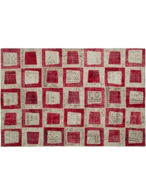 Apex Halı El Dokuması Patchwork Vintage Yün-Pamuk Kırmızı Halı 21041 190 x 280 cm