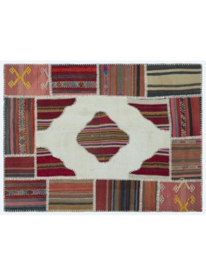 Apex Halı El Dokuması Patchwork Vintage Yün-Pamuk Naturel Halı 25166 133 x 177 cm