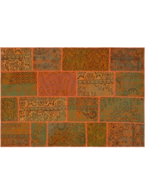 Apex Halı El Dokuması Patchwork Vintage Yün-Pamuk Turuncu Halı 33904 160 x 230 cm