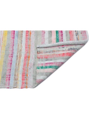 Apex Halı El Dokuması Vintage Yün-Pamuk Çizgili Çaput Halı 32551 135 x 237 cm