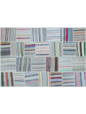 Apex Halı El Dokuması Patchwork Vintage Yün-Pamuk Çizgili Halı 25431 158 x 227 cm