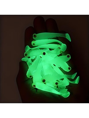 Pratik Ev 20 Adet Fosforlu Silikon Balık Yemi 5 Cm, Gece Parlayan Glow Yapay Yem (Soft Lure)