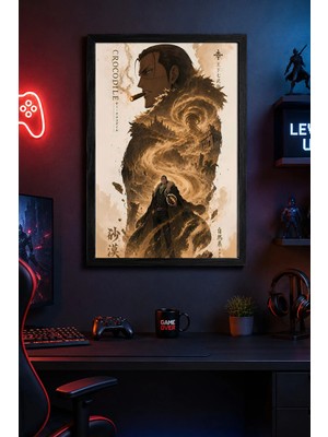 Charmbi Crocodile Siyah Çerçeveli Modern Duvar Tablosu Özel Kaplama Poster 15X21 | 21X30 | 30X42