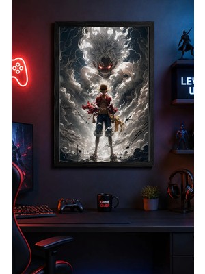 Charmbi Sun God Luffy Siyah Ahşap Çerçeveli Poster Premium Dijital Baskı Tablo 15X21 | 21X30 | 30X42