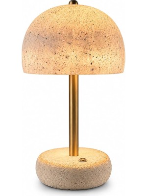 Şarjlı Masa Lambası, Dokunmatik Dimmerli LED Masa Lambası, Karbon Beton Dekoratif Modern Minimal Tasarım Gece Lambası 27 cm - Ysen N°1