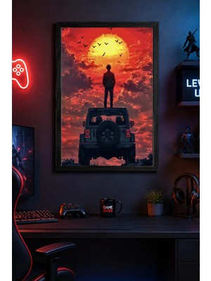 Charmbi Gün Batımı Anime Siyah Çerçeveli Modern Duvar Tablosu Özel Kaplama Poster 15X21 | 21X30 | 30X42