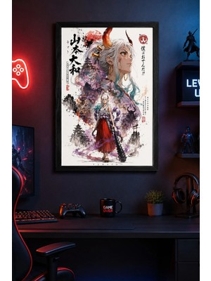 Charmbi Yamato One Piece Ahşap Çerçeveli Poster Hediyelik Duvar Tablosu Premium Baskı 15X21 | 21X30 | 30X42