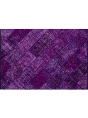Apex Halı El Dokuması Patchwork Vintage Yün-Pamuk Mor Halı 26389 160 x 230 cm