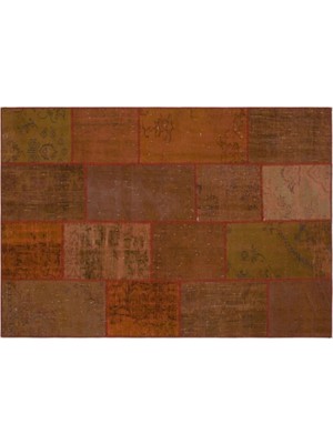 Apex Halı El Dokuması Patchwork Vintage Yün-Pamuk Kahve Halı 33939 160 x 230 cm