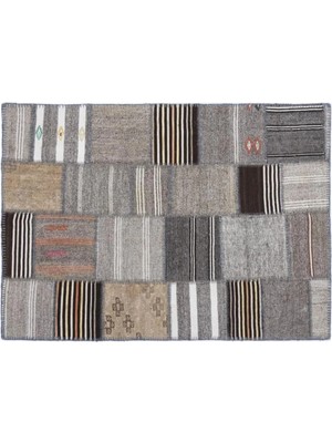 Apex Halı El Dokuması Patchwork Vintage Yün-Pamuk Çizgili Halı 1344 160 x 230 cm
