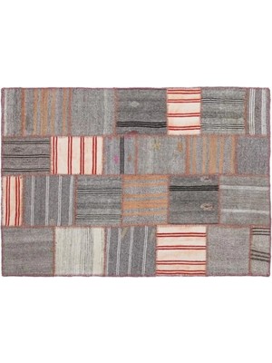 Apex Halı El Dokuması Patchwork Vintage Yün Pamuk Çizgili Halı 1286 160 x 230 cm