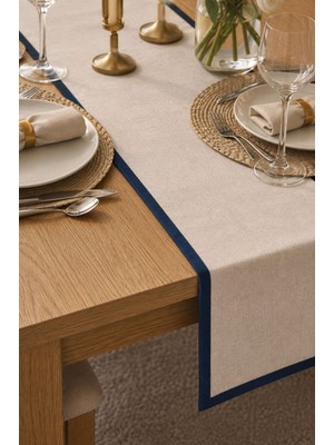 Şah Textile Design Biyeli Premium Yıkanmış Keten Runner 40X110