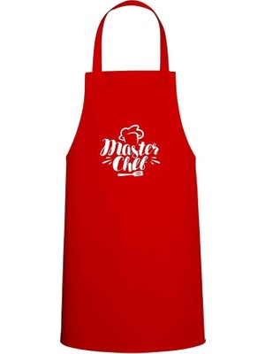 Chef Yazı Özel Baskılı Chef Mutfak Önlüğü Kırmızı
