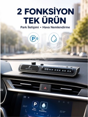 Astraltech LED Işıklı Araç Ön Cam Telefon Numarası Gösterme Aparatı + 3 Seviyeli Hava Nemlendirici Yeni Nesil