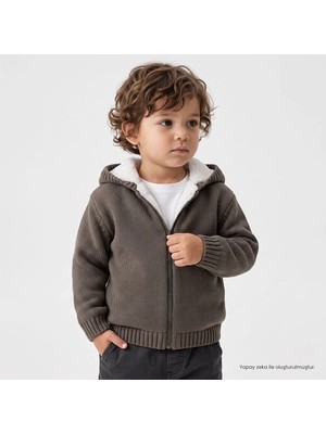 Hellobaby Erkek Bebek Triko Hırka Fermuarlı Kapüşonlu Long Sleeve