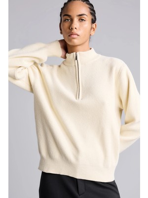 DeFacto Oversize Yarım Fermuarlı Dik Yaka Triko Basic Kazak I0389AX26WN