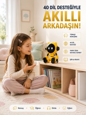 Astraltech Yapay Zeka Çocuk Robotu Türkçe Ingilizce Matematik Fen Ders Desteği Hikaye ve Şiir Özellikli