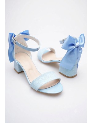 NeSe Shoes Simli Kız Çocuk Topuklu Ayakkabı, Abiye Ayakkabı, Tek Bant, Yeni Sezon, Simli