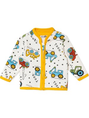 Hellobaby Erkek Bebek Hırka Araba Baskılı Fermuarlı Long Sleeve