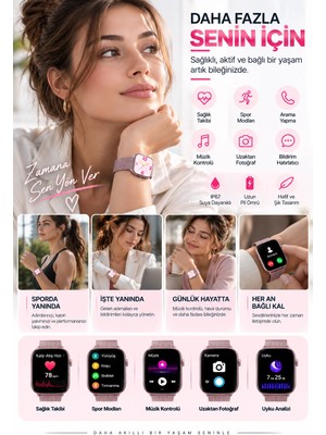 Astraltech Akıllı Saat Sağlık Takibi Spor Modu Arama ve Müzik Kontrolü