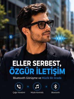 Astraltech Siyah Kameralı Akıllı Gözlük Bluetooth Telefon Görüşmeli Video Fotoğraf ve Ses Kayıtlı Dokunmatik Kontrollü