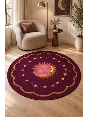 Rugs Modern Halı Mira Forma Özel Tasarım Fuşya, Kırık Beyaz ve Kahverengi Ince Dokuma Salon Halısı