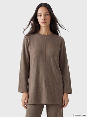 Lc Waikiki Yeni Sezon Gri Bisiklet Yaka Oversize Kadın Tunik
