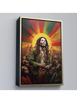 Uslucan Alışveriş Ahşap Çerçeveli Bob Marley TABLOSU-7744