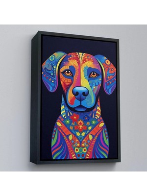 Uslucan Alışveriş Ahşap Çerçeveli Mandala Renkli Köpek TABLO-7545