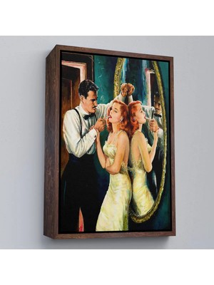 Uslucan Alışveriş Ahşap Çerçeveli Arthur Sarnoff - 1950'LERDE Kadının Sigarasını Yakan Adam TABLOSU-7955