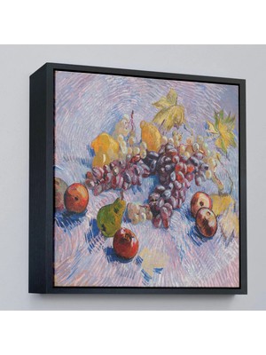 Uslucan Alışveriş Ahşap Çerçeveli Vincent Van Gogh Üzüm Limon Armut ve Elmalar TABLO-8360