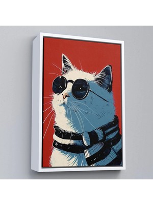 Uslucan Alışveriş Ahşap Çerçeveli Cool Kedi TABLO-7643
