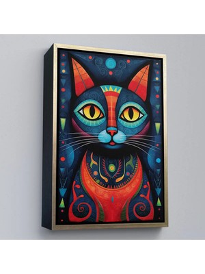 Uslucan Alışveriş Ahşap Çerçeveli Pablo Picasso Tarzı - Soyut Renkli Kedi TABLO-7512