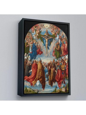 Uslucan Alışveriş Ahşap Çerçeveli Albrecht Dürer - Üçlü Birliğin Hayranlığı Tablo - Adoration Of The TRINITY-8054