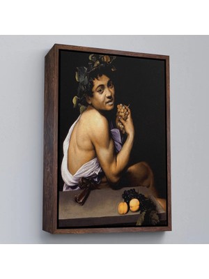 Uslucan Alışveriş Ahşap Çerçeveli Genç Hasta Bacchus - Caravaggio TABLO-7665