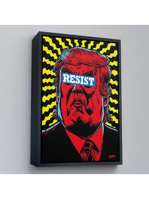 Uslucan Alışveriş Ahşap Çerçeveli Irkçı Donald Trump Racism TABLO-7679
