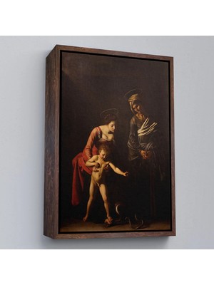Uslucan Alışveriş Ahşap Çerçeveli Caravaggio - Madonna ve Çocuk, Aziz Anne Ile TABLO-7359