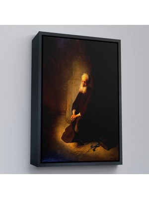 Uslucan Alışveriş Ahşap Çerçeveli Rembrandt Van Rijn - Hapishanedeki Havari Aziz Peter Diz Çökmüş TABLO-7410