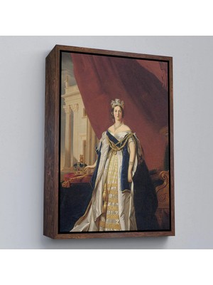 Uslucan Alışveriş Ahşap Çerçeveli Franz Xaver Winterhalter - Kraliçe Victoria Tablosu - Queen VICTORIA-8039
